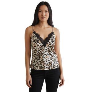 Socialite Leopard Print Lace Cami Black & Cream Sz.XL EUC